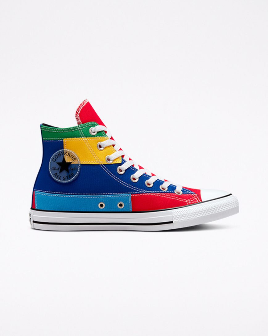 Zapatillas Altas Converse Chuck Taylor All Star Patchwork Mujer Rojas Azules | PE 2450WP